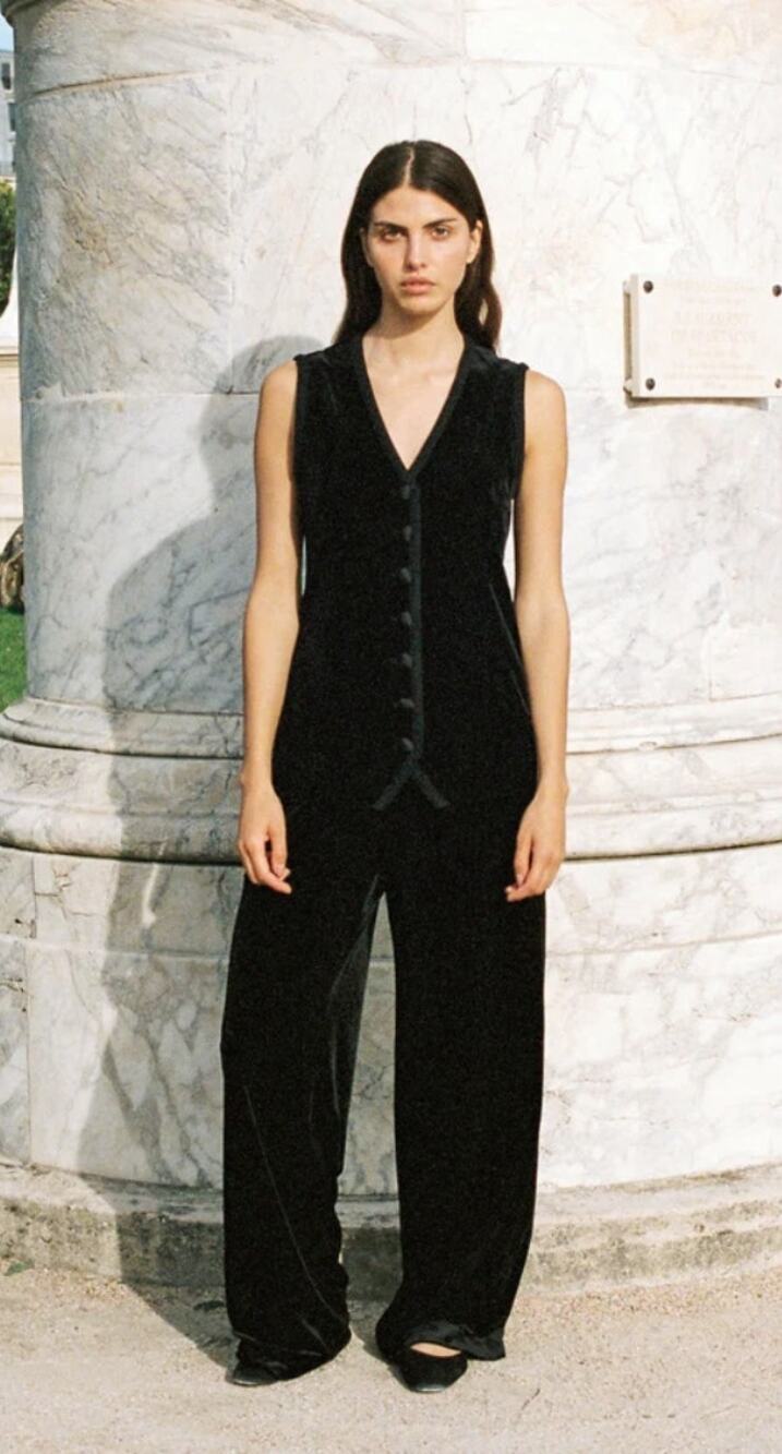 Ciao Lucia | Barca Pant Black Velvet Wide Leg Trousers XXS (24in Waist)